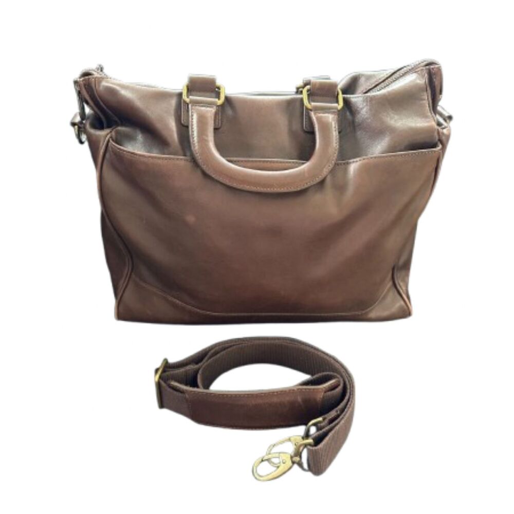 Bosca Brown Italian Leather Briefcase Men's Messenger Bag Tote Laptop Satchel